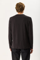 Erkek Ken Bisiklet Yaka Regular Fit Uzun Kollu Tişört - Siyah