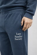Erkek Lazy Sunday Baskılı Jogging Pantolon %100 Pamuk - Navy