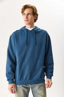 Erkek Lazy Sunday Baskılı Sweatshirt %100 Pamuk - Navy