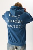 Erkek Lazy Sunday Baskılı Sweatshirt %100 Pamuk - Navy