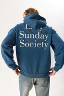 Erkek Lazy Sunday Baskılı Sweatshirt %100 Pamuk - Navy