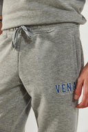 Erkek Logo Baskılı Regular Fit Eşofman Altı - Gri Melanj