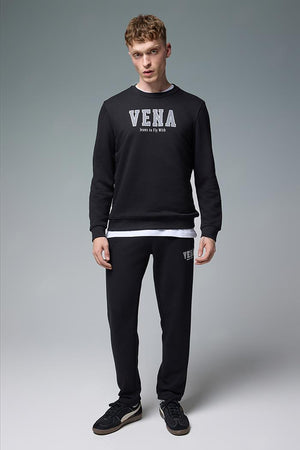 Erkek Logo Baskılı Siyah Regular Fit Eşofman
