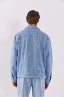 Erkek Mark Sky Blue Oversize Geniş Kesim Jean Ceket %100 Pamuk - Sky Blue