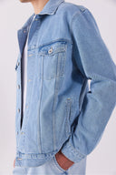 Erkek Mark Sky Blue Oversize Geniş Kesim Jean Ceket %100 Pamuk - Sky Blue