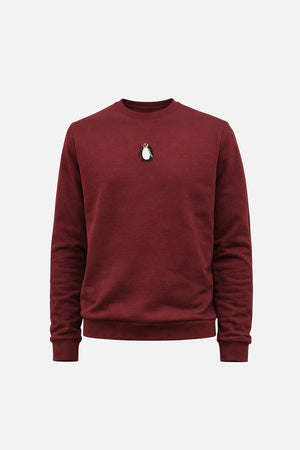Erkek Mateo Mini Nakışlı Sweatshirt %100 Pamuk - Bordo