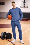 Erkek Mateo Mini Nakışlı Sweatshirt %100 Pamuk - Navy