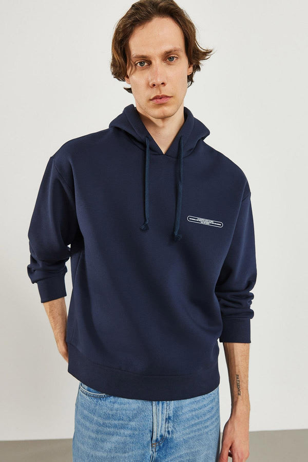 Erkek Mindset Lacivert Baskılı Sweatshirt