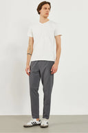 Erkek Nick V Yaka Slim Fit Basic Tişört - Beyaz