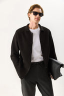 Erkek Önü Düğmeli Triko Hırka - Siyah