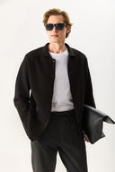 Erkek Önü Düğmeli Triko Hırka - Siyah