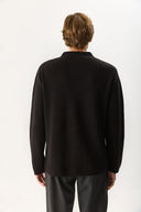 Erkek Önü Düğmeli Triko Hırka - Siyah