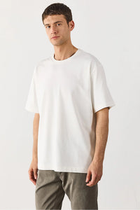 Erkek Oversize Kalın Tişört %100 Pamuk - Fildişi