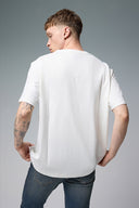 Erkek Oversize Kalın Tişört %100 Pamuk - Fildişi