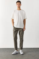 Erkek Oversize Kalın Tişört %100 Pamuk - Fildişi