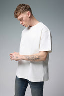 Erkek Oversize Kalın Tişört %100 Pamuk - Fildişi