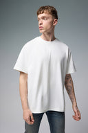 Erkek Oversize Kalın Tişört %100 Pamuk - Fildişi