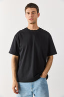 Erkek Oversize Kalın Tişört %100 Pamuk - Siyah