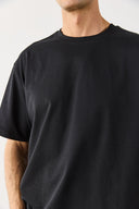Erkek Oversize Kalın Tişört %100 Pamuk - Siyah