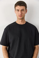 Erkek Oversize Kalın Tişört %100 Pamuk - Siyah