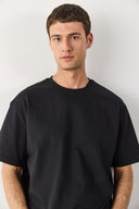 Erkek Oversize Kalın Tişört %100 Pamuk - Siyah