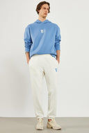 Erkek Paçası Lastikli Logo Baskılı Eşofman Altı - Fildişi