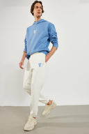 Erkek Paçası Lastikli Logo Baskılı Eşofman Altı - Fildişi