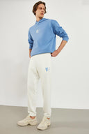 Erkek Paçası Lastikli Logo Baskılı Eşofman Altı - Fildişi