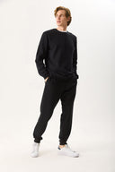 Erkek Paçası Lastikli Slim Fit Eşofman Altı %100 Pamuk - Siyah