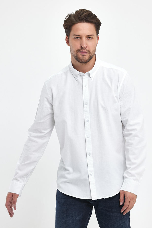 Erkek Regular Fit Oxford Gömlek - BEYAZ