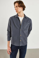 Erkek Regular Fit Cepli Gabardin Gömlek %100 Pamuk - Antrasit