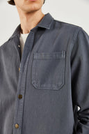 Erkek Regular Fit Cepli Gabardin Gömlek %100 Pamuk - Antrasit