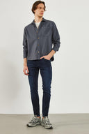 Erkek Regular Fit Cepli Gabardin Gömlek %100 Pamuk - Antrasit