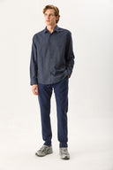 Erkek Regular Fit Çizgili Gömlek - Indigo