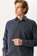 Erkek Regular Fit Çizgili Gömlek - Indigo