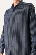 Erkek Regular Fit Çizgili Gömlek - Indigo