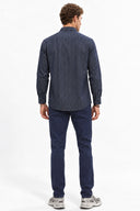 Erkek Regular Fit Çizgili Gömlek-Indigo