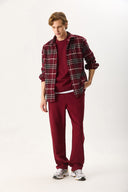 Erkek Regular Fit Ekose Gömlek - Bordo