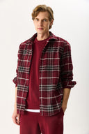 Erkek Regular Fit Ekose Gömlek - Bordo