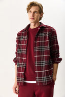 Erkek Regular Fit Ekose Gömlek - Bordo