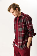 Erkek Regular Fit Ekose Gömlek - Bordo