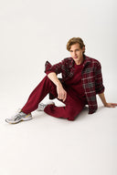 Erkek Regular Fit Ekose Gömlek - Bordo