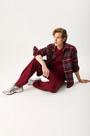 Erkek Regular Fit Ekose Gömlek - Bordo