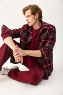 Erkek Regular Fit Ekose Gömlek - Bordo