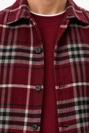 Erkek Regular Fit Ekose Gömlek-Bordo