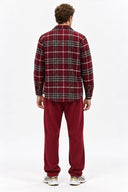 Erkek Regular Fit Ekose Gömlek-Bordo