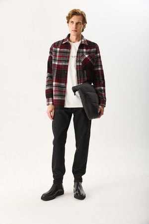 Erkek Regular Fit Ekose Gömlek - Kırmızı