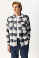 Erkek Regular Fit Ekose Gömlek - Lacivert