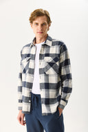 Erkek Regular Fit Ekose Gömlek - Lacivert