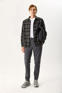 Erkek Regular Fit Ekose Gömlek - Siyah